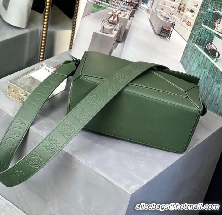 Top Quality Loewe Puzzle Bag Leather 1310 blackish green