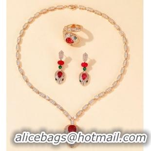 Shop Inexpensive BVLGARI Necklace & Earrings &Ring One Set BNE11241