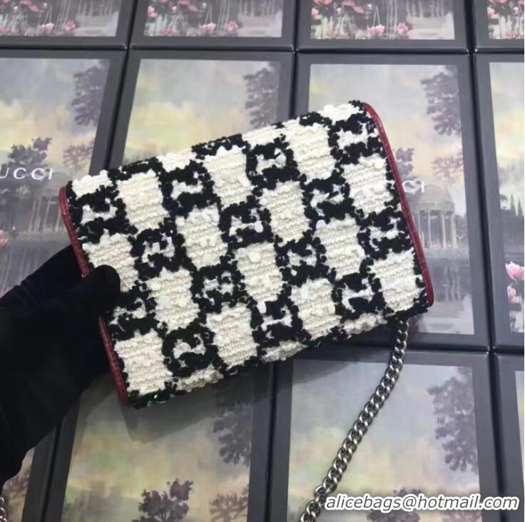 Sumptuous Gucci Dionysus GG Tweed Super Mini Shoulder Bag 476432 White/Black 2019