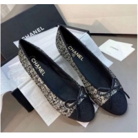 Perfect Chanel Tweed Classic Ballerinas Silver/Black 101326