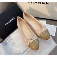 Popular Style Chanel Leather Classic Ballerinas Green/Nude 101337