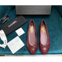 Shop Duplicate Chanel Grained Leather Classic Ballerinas Burgundy 101340