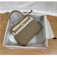 Grade Discount Hermes Kelly 25cm Shoulder Bags Epsom KL2755 Elephant Grey&gold-Tone Metal