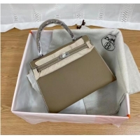 Promotional Hermes Kelly 25cm Shoulder Bags Epsom KL2755 Elephant Grey&silver-Tone Metal