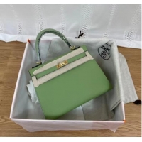 Good Quality Hermes Kelly 25cm Shoulder Bags Epsom KL2755 green&gold-Tone Metal