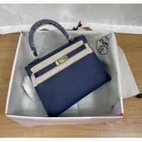 Top Quality Hermes Kelly 25cm Shoulder Bags Epsom KL2755 Royal blue&gold-Tone Metal