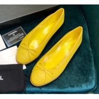 Purchase Chanel Lambskin Classic Ballerinas Yellow 101354