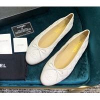 Discount Chanel Quilted Lambskin Classic Ballerinas White 101361