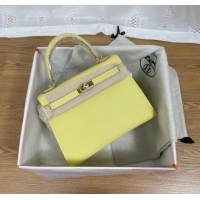 Low Cost Hermes Kelly 25cm Shoulder Bags Epsom KL2755 yellow&gold-Tone Metal