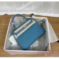 Buy Classic Hermes Kelly 25cm Shoulder Bags Epsom KL2755 blue&silver-Tone Metal