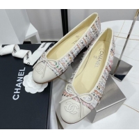 Perfect Chanel Tweed Classic Ballerinas White/Multicolor 101381