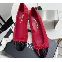 Most Popular Chanel Tweed Classic Ballerinas Red 101384