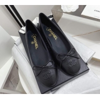 Hot Style Chanel Grained Leather Classic Ballerinas Black 101391