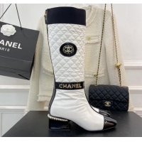 Best Price Chanel Nylon Down High Heel Boots 4.5cm White 101437