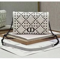 Promotional DIOR CARO MACROCANNAGE POUCH Macrocannage Calfskin with Star Motif S5135BN white