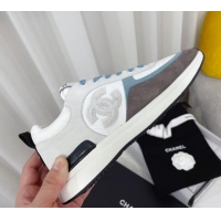 Stylish Chanel Suede & Fabric Sneakers G38299 102604 White/Blue/Grey