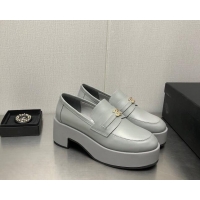 Hot Style Chanel Calfskin Loafers 6.5cm G39206 Gray