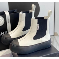 Top Grade Chanel Calfskin Platform Ankle Boots Black/White 110387