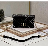 Popular Style DIOR CARO MACROCANNAGE POUCH Macrocannage Calfskin with Star Motif S5135UNH black&gold