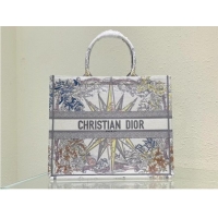 Super Quality LARGE DIOR BOOK TOTE White Multicolor Reve dInfini Embroidery M1286Z