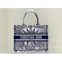 Good Product MEDIUM DIOR BOOK TOTE White and Blue Reve d Infini Embroidery M1296ZR