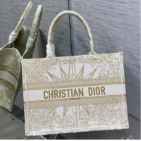 Good Looking MEDIUM DIOR BOOK TOTE Dior Reve dInfini Embroidery with Gold-Tone Metallic Thread M1296Z