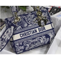 Promotional Dior MEDIUM LADY D-LITE BAG Blue Toile de Jouy Reverse Embroidery M0565