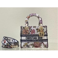 Top Grade DIOR MEDIUM LADY D-LITE BAG Multicolor Dior Jardin Botanique Embroidery M0565