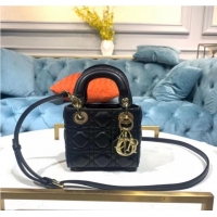 Buy Cheapest MICRO LADY DIOR BAG Black Cannage Lambskin S0856ON