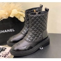 Big Discount Chanel Quilted and Lambskin Ankle Boots with Slide Zip Black 1103101