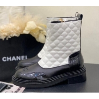 Best Grade Chanel Quilted and Lambskin Ankle Boots with Slide Zip White 103103