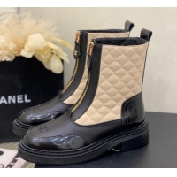 Unique Style Chanel Quilted and Lambskin Ankle Boots with Front Zip Beige 1103104