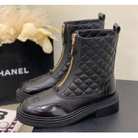 Lowest Price Chanel Quilted and Lambskin Ankle Boots with Front Zip Black 103105