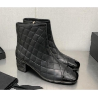 Hot Style Chanel Quilted Lambskin Ankle Boots 4.5cm Black 110406