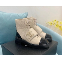 Stylish Chanel Calfskin Lace-ups Ankle Boots G39516 Nude