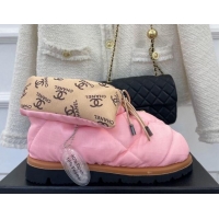 Unique Style Chanel Fabric Pillow Ankle Boots Pink 112817