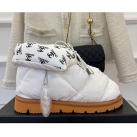 Best Quality Chanel Fabric Pillow Ankle Boots White 112819