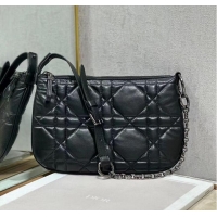 Famous Brand MINI DIOR CARO TULIP BAG Black Quilted Macrocannage Calfskin S5139B