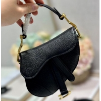 Super Quality DIOR MICRO SADDLE BAG Antique Goatskin S5685CC black