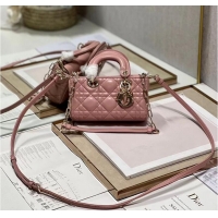 New Design MINI DIOR LADY D-JOY BAG Cannage Lambskin M0540ONG pink