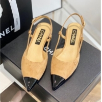 Discount Chanel Suede Slingbacks 2.5cm with Thin Heel G39537 Brown