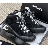 Best Product Chanel Coco Neige Tweed Snow Sneakers 5cm Black 220176