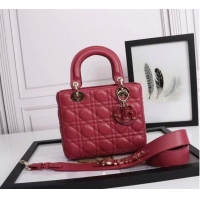 Top Grade LADY DIOR MY ABCDIOR BAG Cannage Lambskin M0539E Red