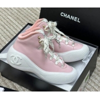 Top Quality Chanel Coco Neige Leather Snow Sneakers 5cm Pink 220179