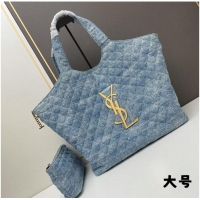 Top Quality SAINT LAURENT SHOPPING Denim bag Y205320 light blue