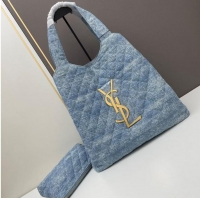 Top Quality SAINT LAURENT SHOPPING Denim bag Y205320 light blue