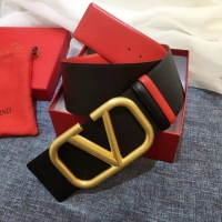 Best Product Valentino Original Calf Leather Belt 7.0CM V96783-2 Black&Red