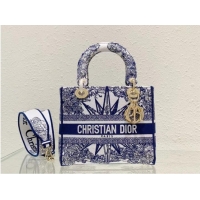 Buy Discount DIOR MEDIUM LADY D-LITE BAG Blue Multicolor Re ve dInfini Embroidery M0565O