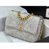 Reasonable Price CHANEL 19 HANDBAG Cotton Tweed AS1160 white