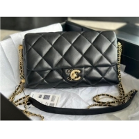 Super Quality CHANEL FLAP BAG Lambskin & Gold-Tone Metal AS2563 black